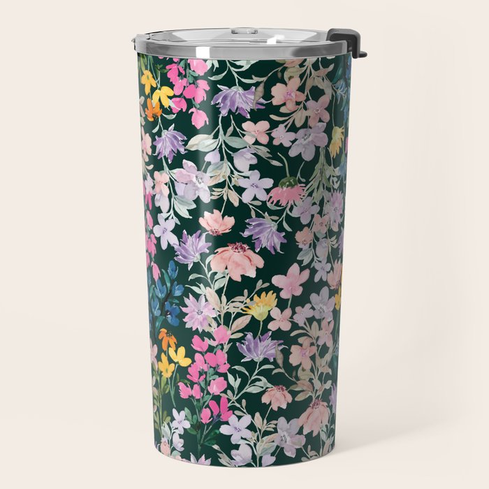 Wildflower Field on Pine Grove - Pink, Orange, Blue, & Purple Travel Mug Gallery Image 2