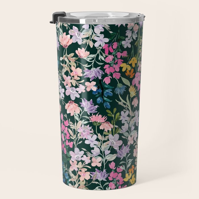 Wildflower Field on Pine Grove - Pink, Orange, Blue, & Purple Travel Mug Gallery Image 3