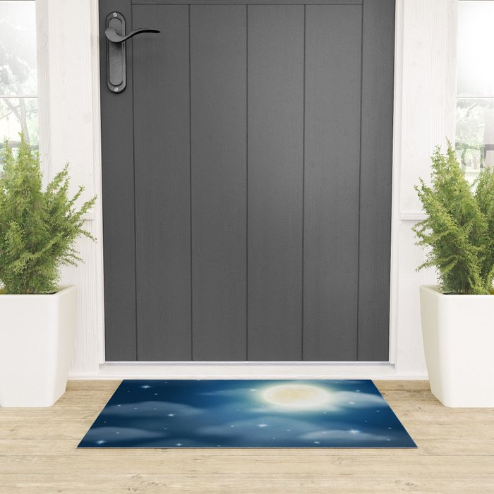 Magical Midnight Moon Starry Night Sky Welcome Mat Gallery Image 3