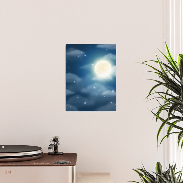 Magical Midnight Moon Starry Night Sky Poster Gallery Image 2