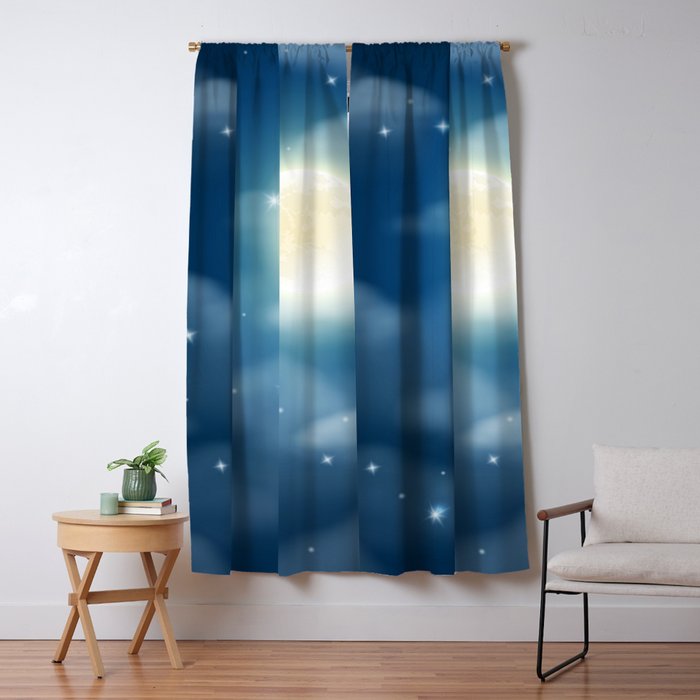 Magical Midnight Moon Starry Night Sky Window Curtain Gallery Image 1