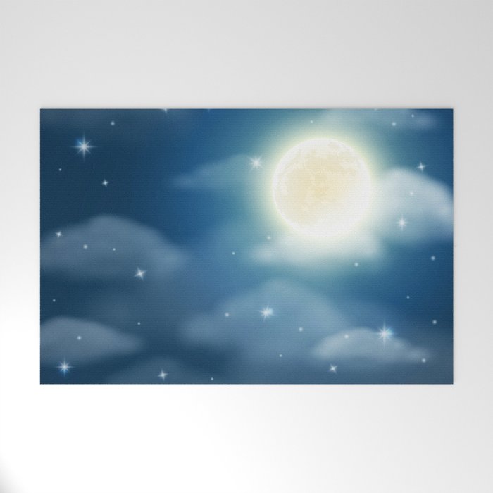 Magical Midnight Moon Starry Night Sky Welcome Mat Gallery Image 1
