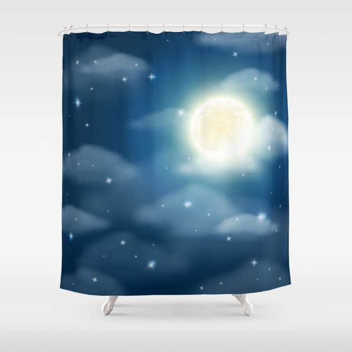 Magical Midnight Moon Starry Night Sky Shower Curtain Gallery Image 1