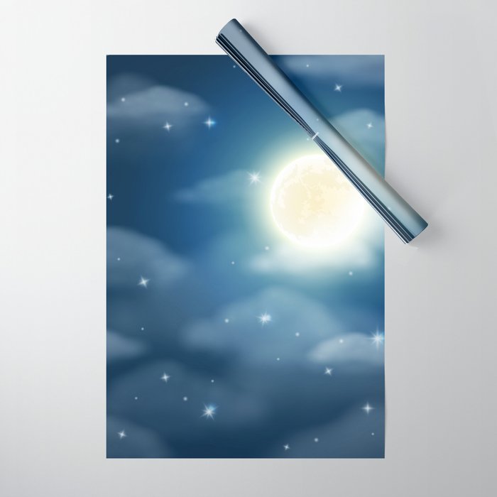Magical Midnight Moon Starry Night Sky Wrapping Paper Gallery Image 1