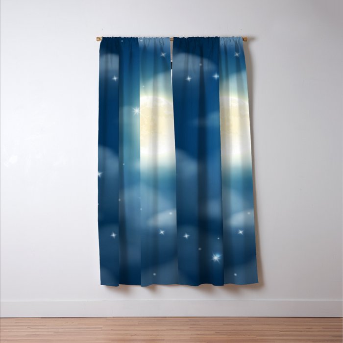 Magical Midnight Moon Starry Night Sky Window Curtain Gallery Image 3
