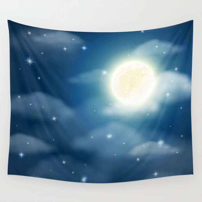 Magical Midnight Moon Starry Night Sky Wall Tapestry Gallery Image 4