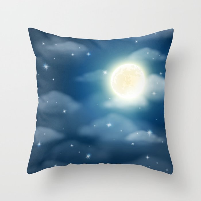 Magical Midnight Moon Starry Night Sky Throw Pillow Gallery Image 6