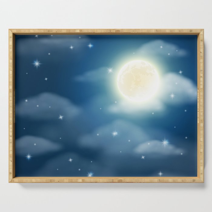 Magical Midnight Moon Starry Night Sky Serving Tray Gallery Image 1