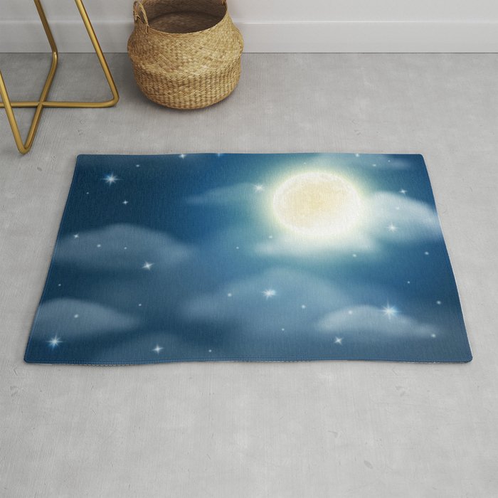 Magical Midnight Moon Starry Night Sky Rug Gallery Image 1