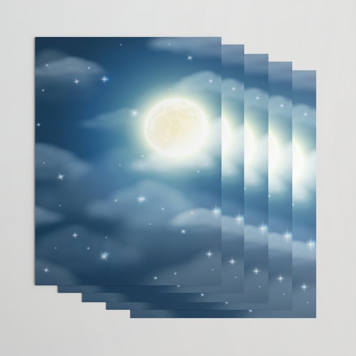 Magical Midnight Moon Starry Night Sky Wrapping Paper Gallery Image 3