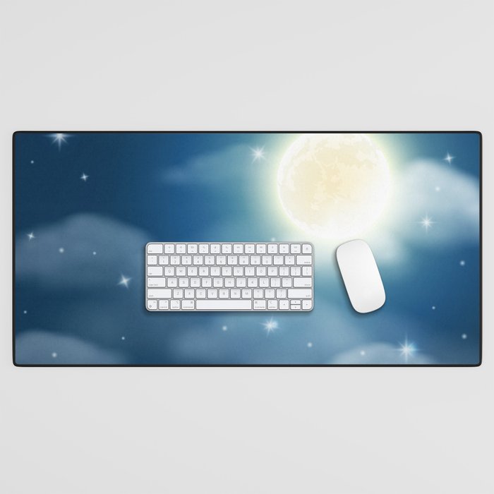 Magical Midnight Moon Starry Night Sky Desk Mat Gallery Image 1