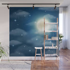 Magical Midnight Moon Starry Night Sky Wall Mural Gallery Image 1