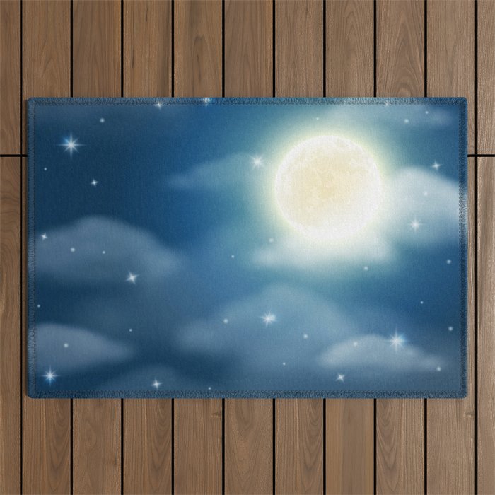 Magical Midnight Moon Starry Night Sky Outdoor Rug Gallery Image 1