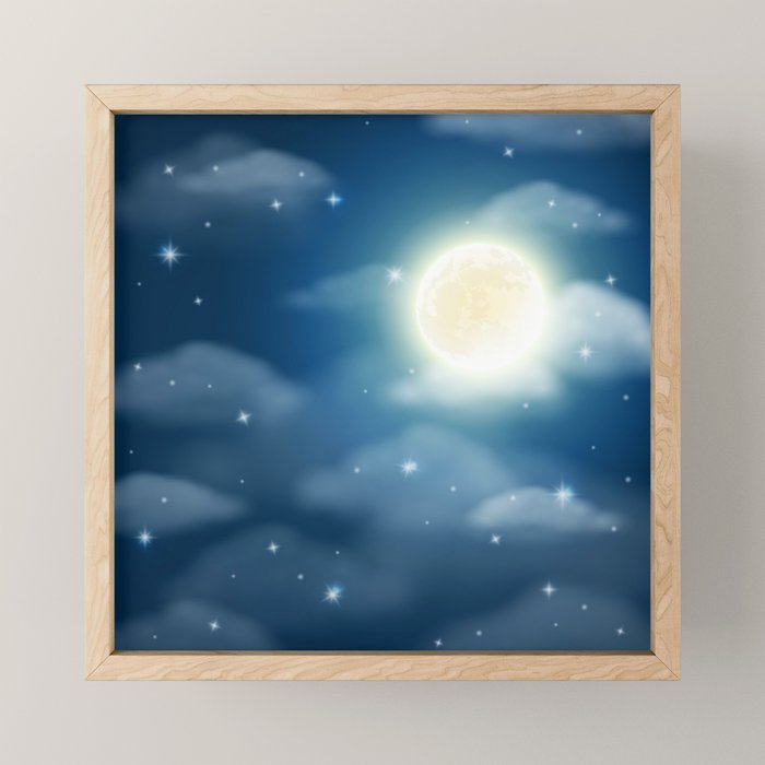 Magical Midnight Moon Starry Night Sky Mini Art Print Gallery Image 1