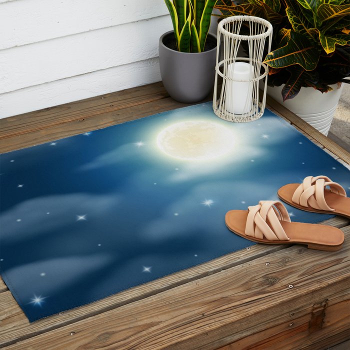 Magical Midnight Moon Starry Night Sky Outdoor Rug Gallery Image 2