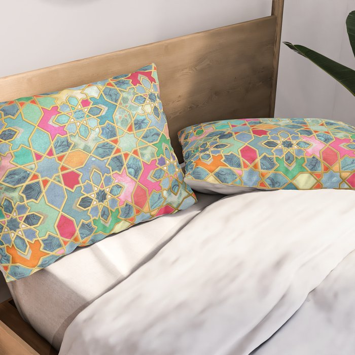 Gilt & Glory - Colorful Moroccan Mosaic Pillow Sham Gallery Image 2