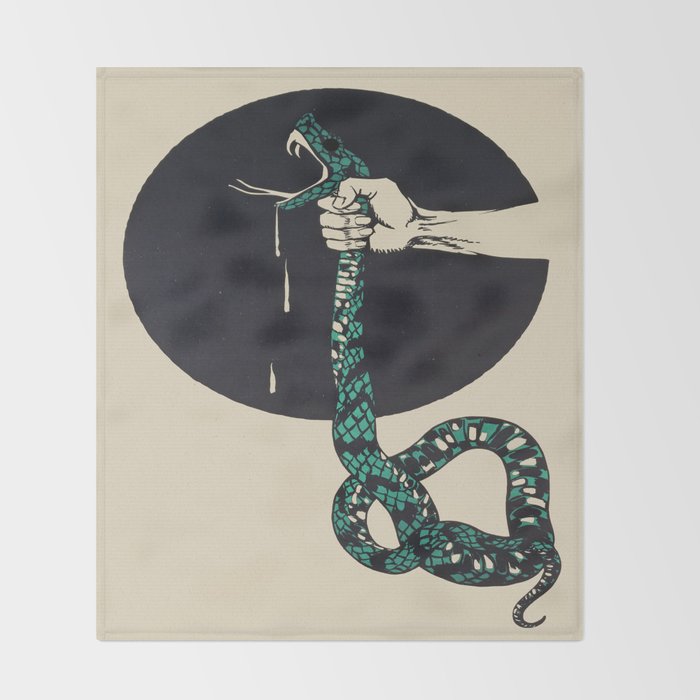The strangling of a poisonous snake, representing the crushing colour lithograph G. Dorival 1918 Throw Blanket Gallery Image 2