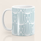 Retro Art, Floral Prints, Light Blue and White Coffee Mug Gallery Image 3
