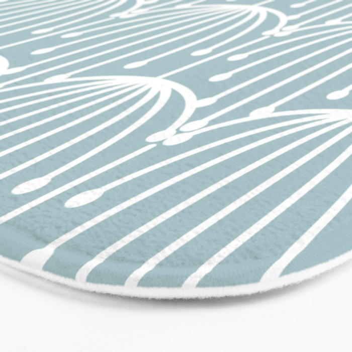 Retro Art, Floral Prints, Light Blue and White Bath Mat Gallery Image 3