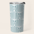 Retro Art, Floral Prints, Light Blue and White Travel Mug Gallery Image 2