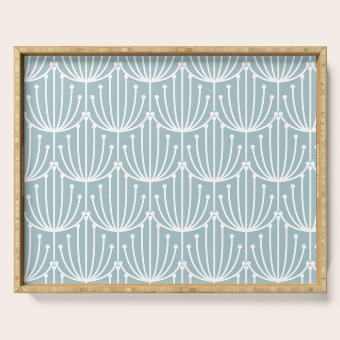 Retro Art, Floral Prints, Light Blue and White Serving Tray Gallery Image 1