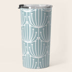 Retro Art, Floral Prints, Light Blue and White Travel Mug Gallery Image 3