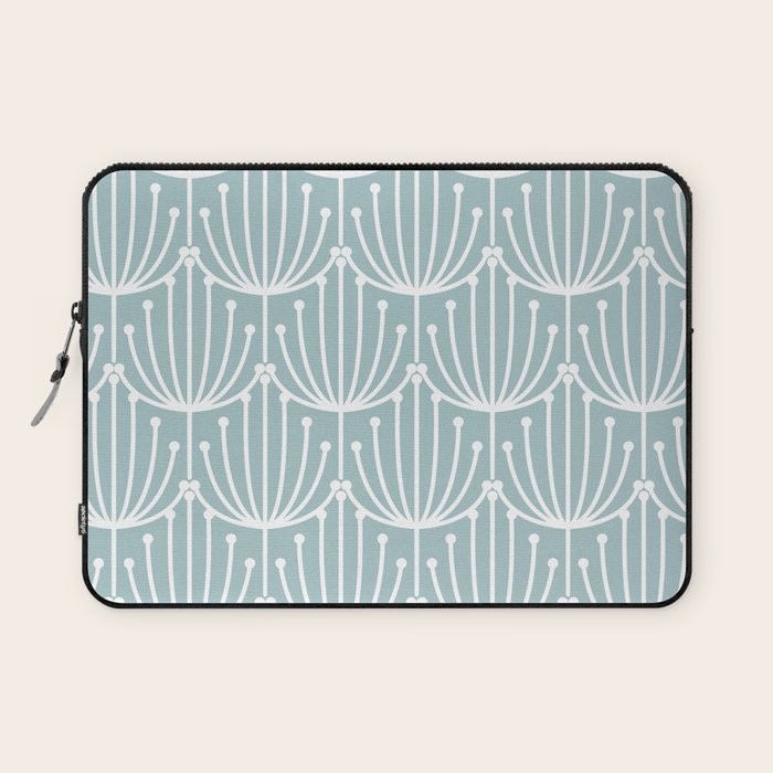 Retro Art, Floral Prints, Light Blue and White Laptop Sleeve Gallery Image 1