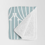 Retro Art, Floral Prints, Light Blue and White Throw Blanket Gallery Image 3