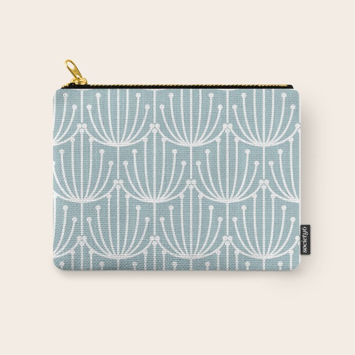 Retro Art, Floral Prints, Light Blue and White Carry All Pouch Gallery Image 1