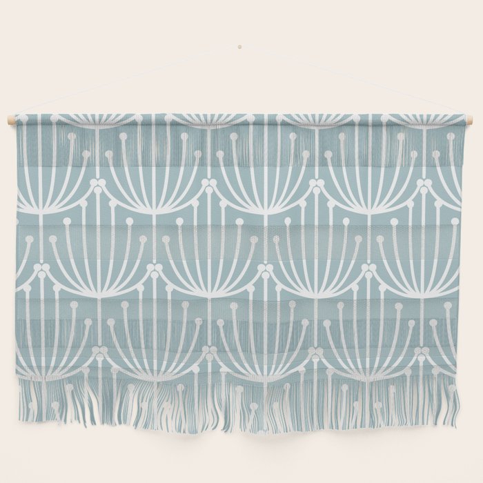 Retro Art, Floral Prints, Light Blue and White Wall Hanging Gallery Image 1