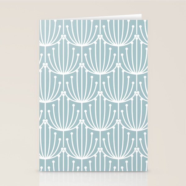 Retro Art, Floral Prints, Light Blue and White Stationery Card Gallery Image 2