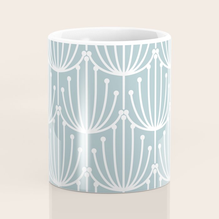 Retro Art, Floral Prints, Light Blue and White Coffee Mug Gallery Image 4