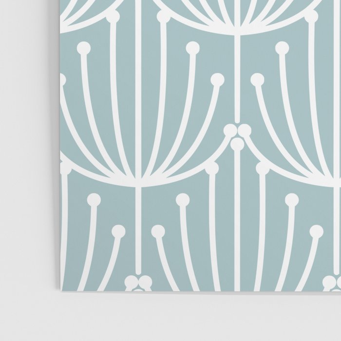 Retro Art, Floral Prints, Light Blue and White Poster Gallery Image 3