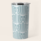 Retro Art, Floral Prints, Light Blue and White Travel Mug Gallery Image 1