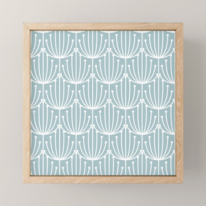 Retro Art, Floral Prints, Light Blue and White Mini Art Print Gallery Image 1