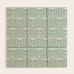 Retro Art, Floral Prints, Light Blue and White Wood Wall Art Gallery Image 1