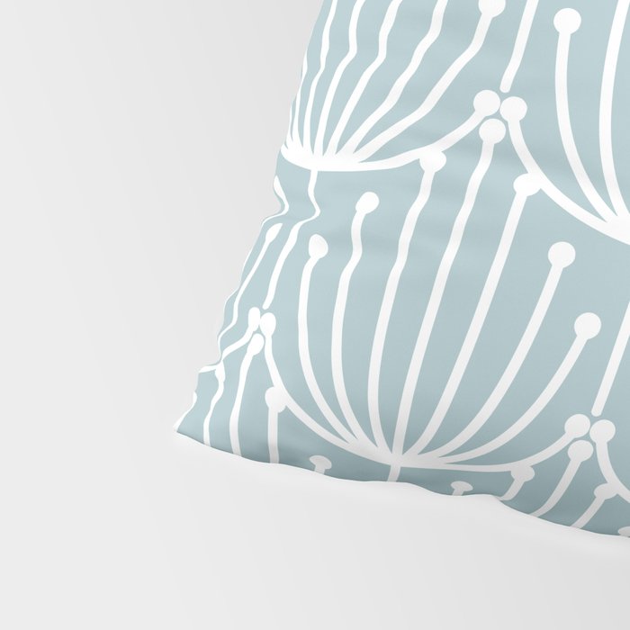 Retro Art, Floral Prints, Light Blue and White Pillow Sham Gallery Image 4