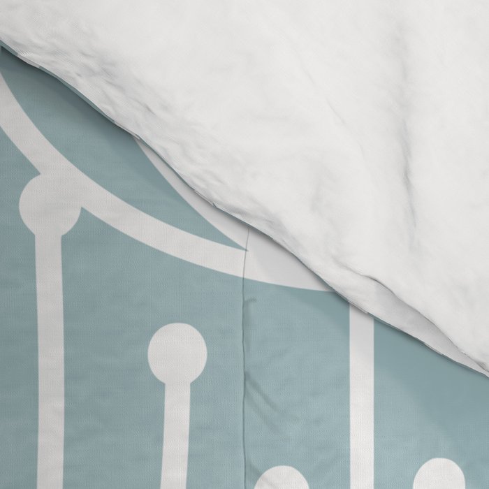 Retro Art, Floral Prints, Light Blue and White Comforter Gallery Image 4