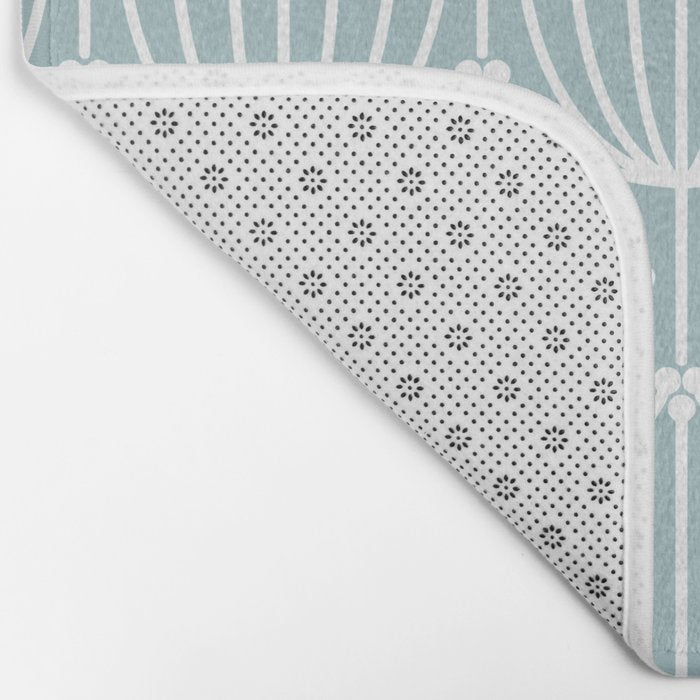 Retro Art, Floral Prints, Light Blue and White Bath Mat Gallery Image 2