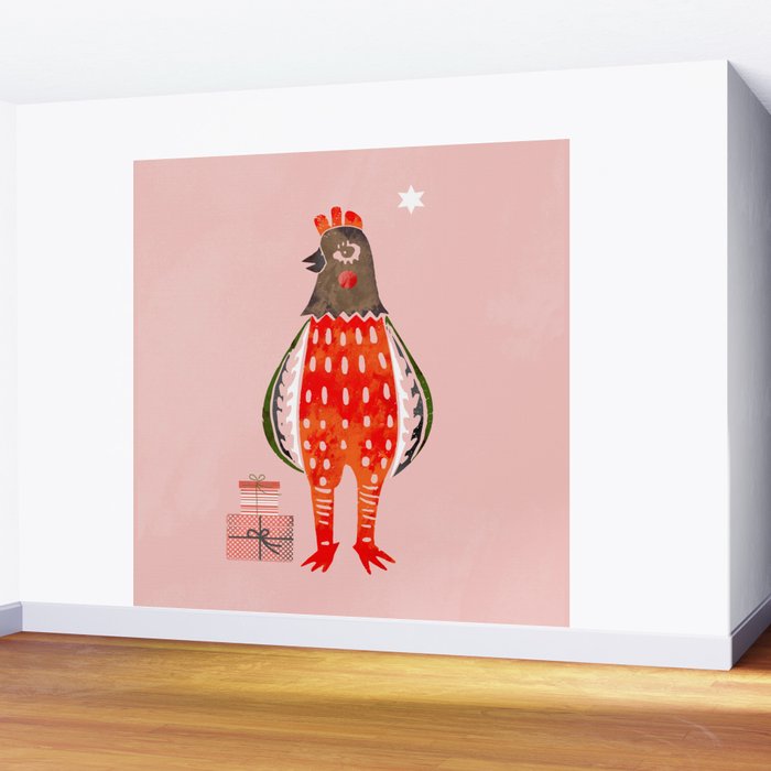 Christmas Chicken - illustration Wall Mural Gallery Image 2