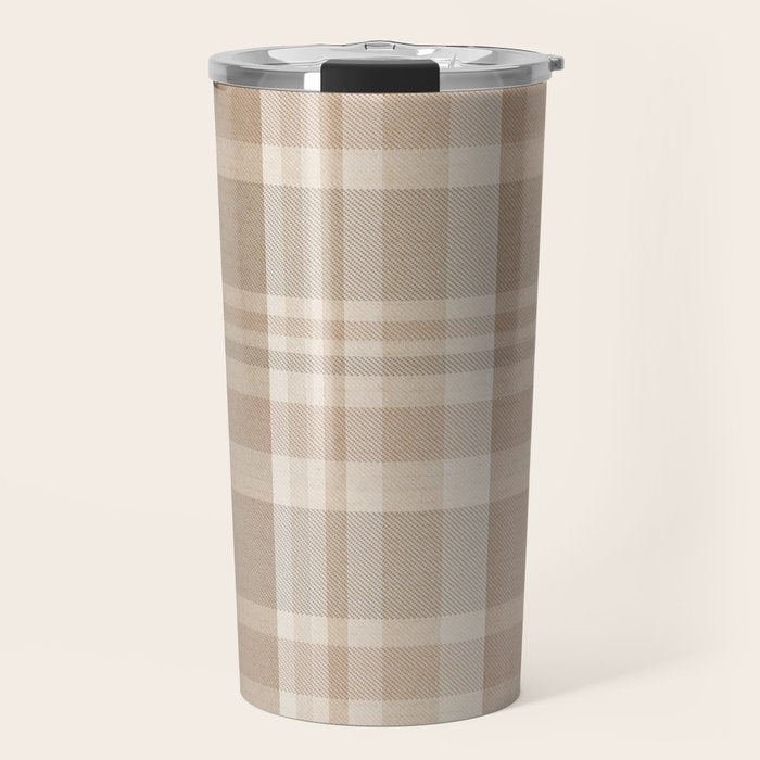 Plaid Prints, Brown and Beige Travel Mug Gallery Image 1