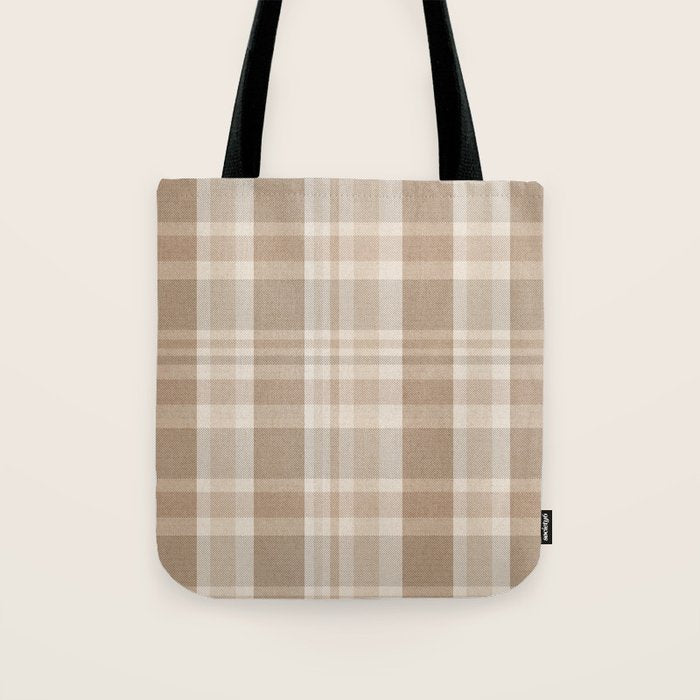Plaid Prints, Brown and Beige Tote Bag Gallery Image 1