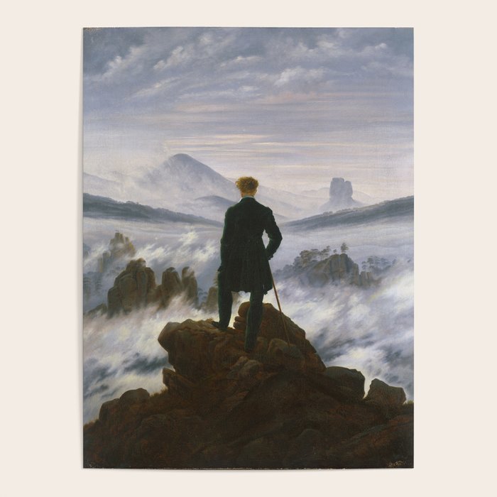 "Wanderer above the Sea of Fog" ("Der Wanderer über dem Nebelmeer") by Caspar David Friedrich, circa 1817  Poster Gallery Image 1