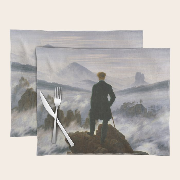 "Wanderer above the Sea of Fog" ("Der Wanderer über dem Nebelmeer") by Caspar David Friedrich, circa 1817  Placemat Gallery Image 1