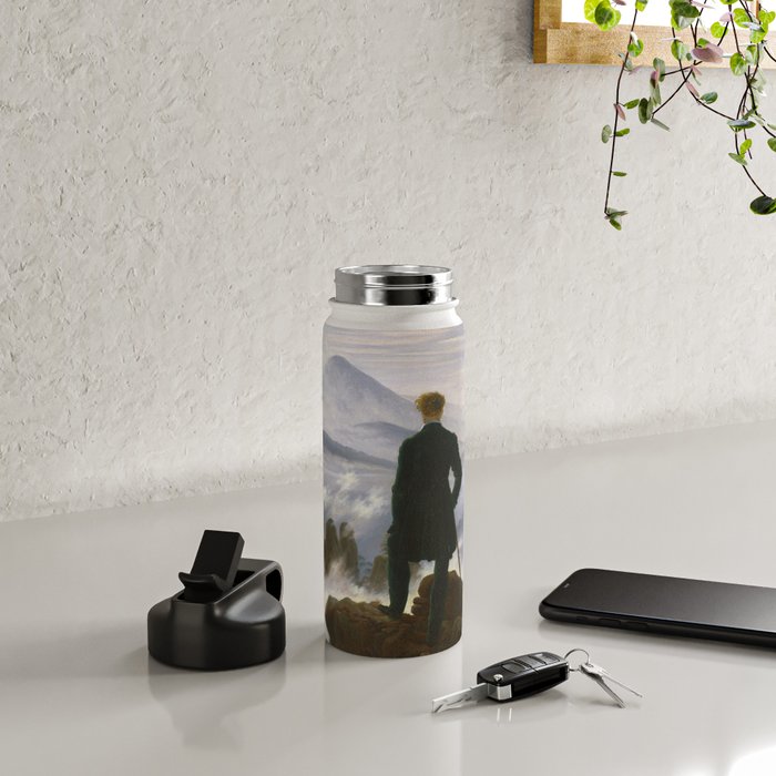 "Wanderer above the Sea of Fog" ("Der Wanderer über dem Nebelmeer") by Caspar David Friedrich, circa 1817  Water Bottle Gallery Image 4