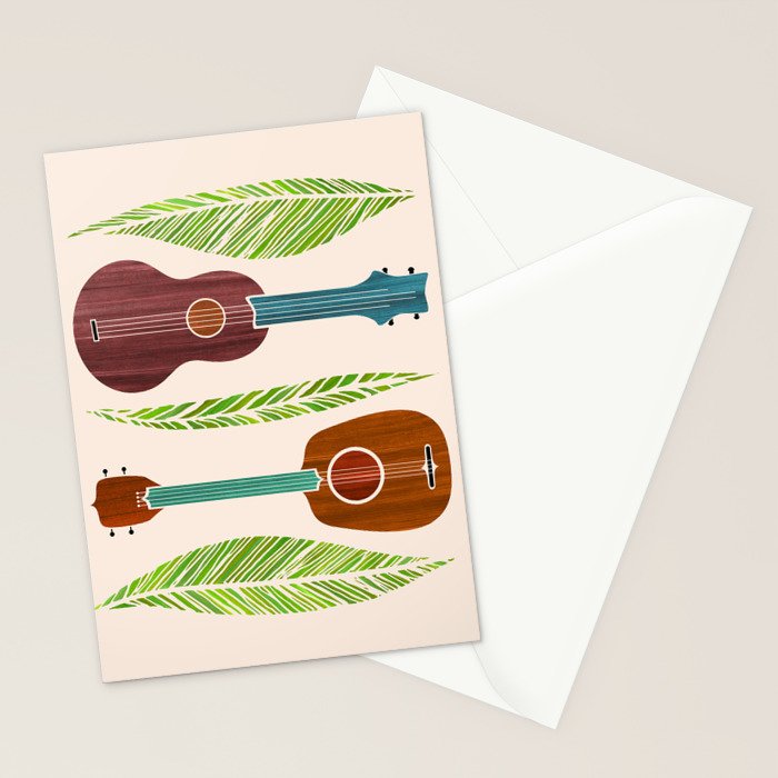 Island Life Ukuleles and Palms Stationery Card Gallery Image 2