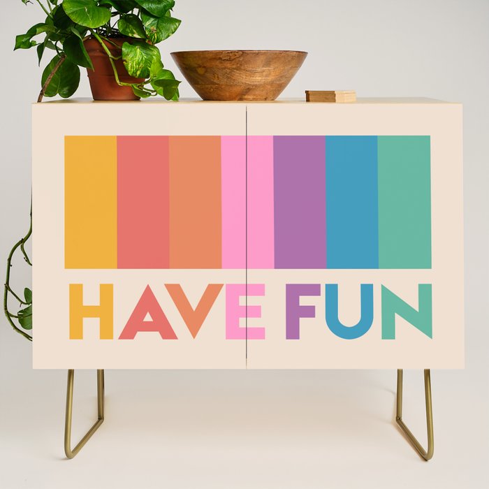 Vintage Rainbow Have Fun Text Credenza Gallery Image 1