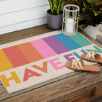 Vintage Rainbow Have Fun Text Outdoor Rug Gallery Image 2