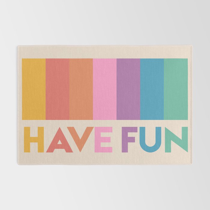 Vintage Rainbow Have Fun Text Rug Gallery Image 2