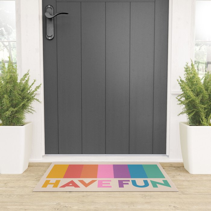 Vintage Rainbow Have Fun Text Welcome Mat Gallery Image 3